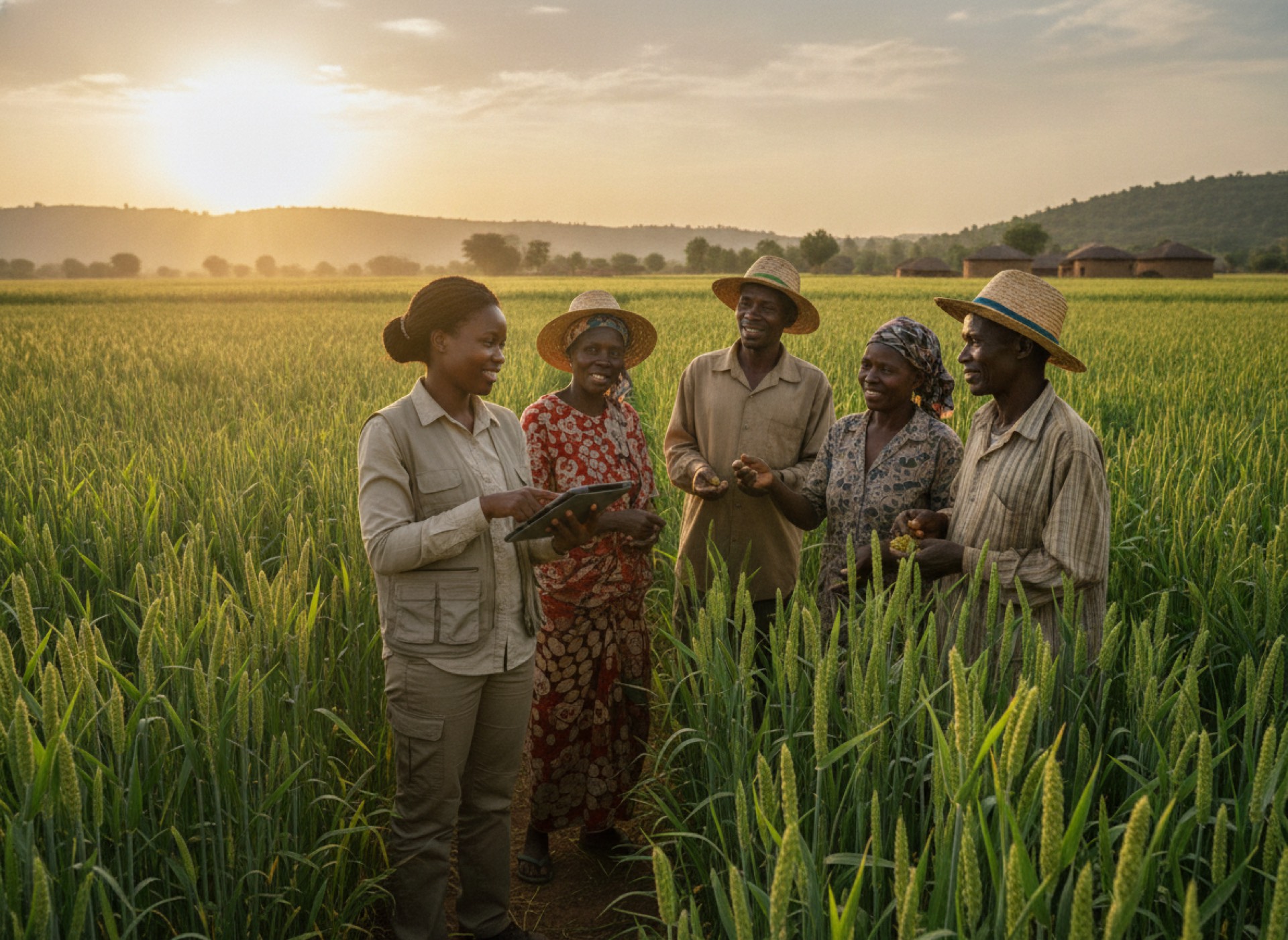 Field agronomist collecting data with farmers